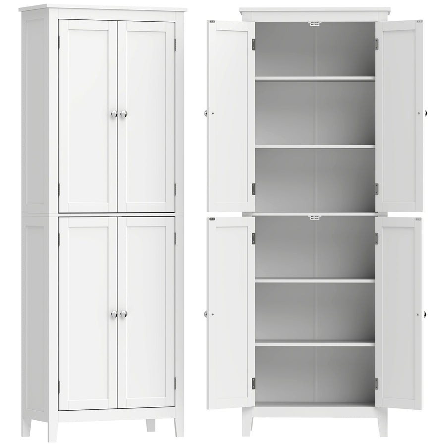 HOMCOM 170 cm Tall Bathroom Storage Cabinet, Freestanding Narrow Bathroom Cabinet with Adjustable Shelves for Laundry Room