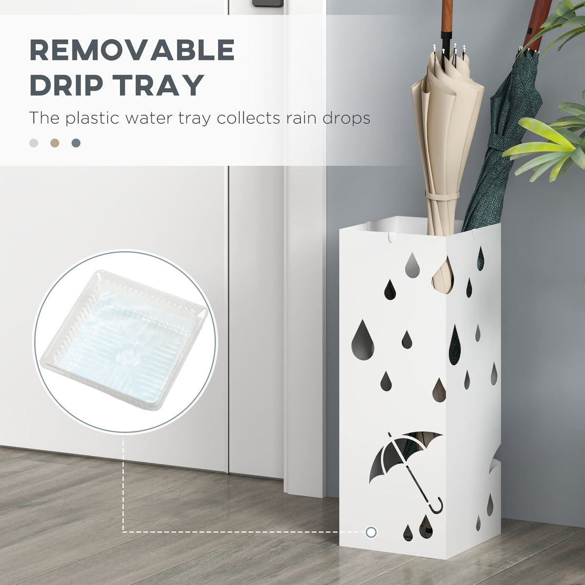 HOMCOM Six-Umbrella Steel Holder Stand - White