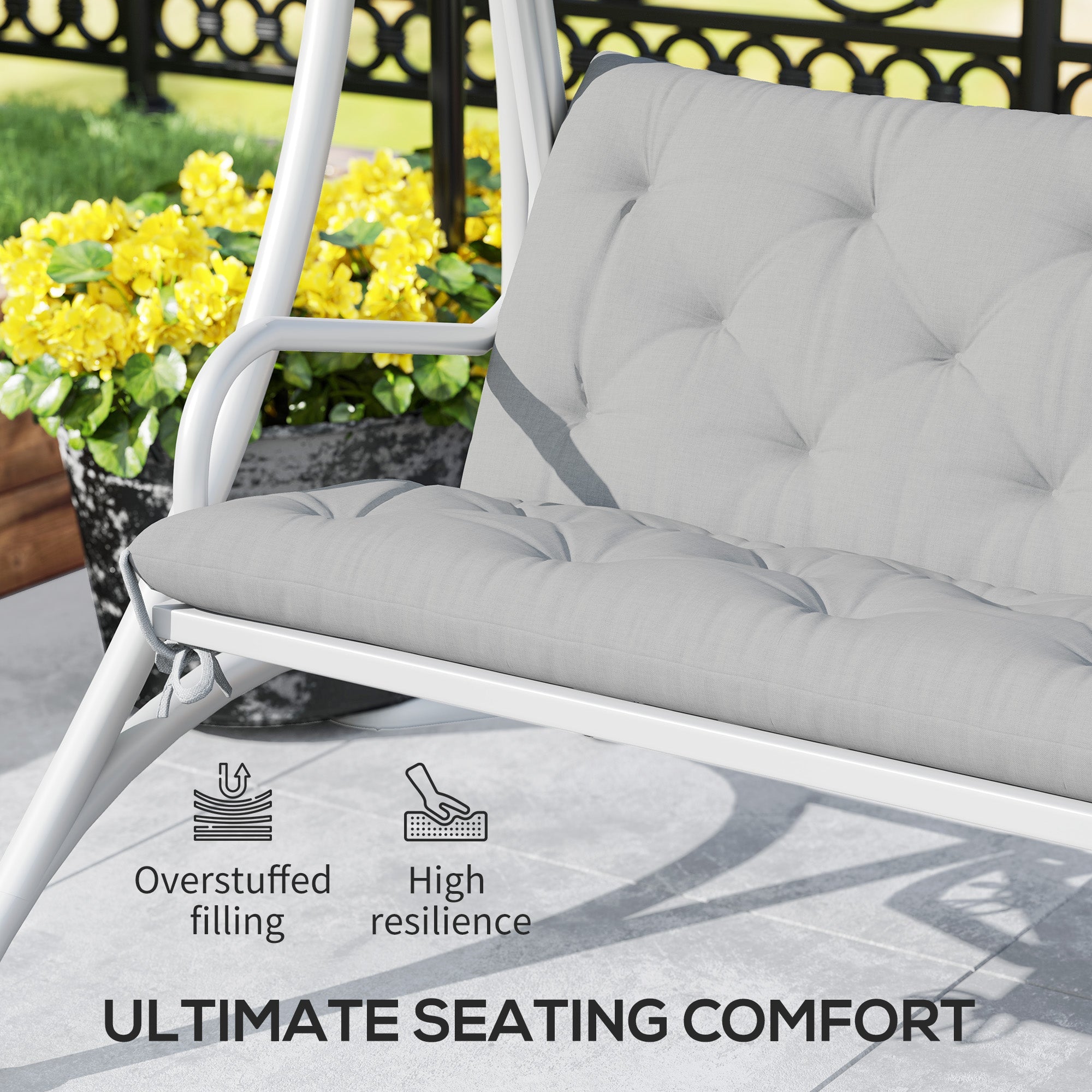 Outsunny Three-Seater Bench Cushion - Light Grey