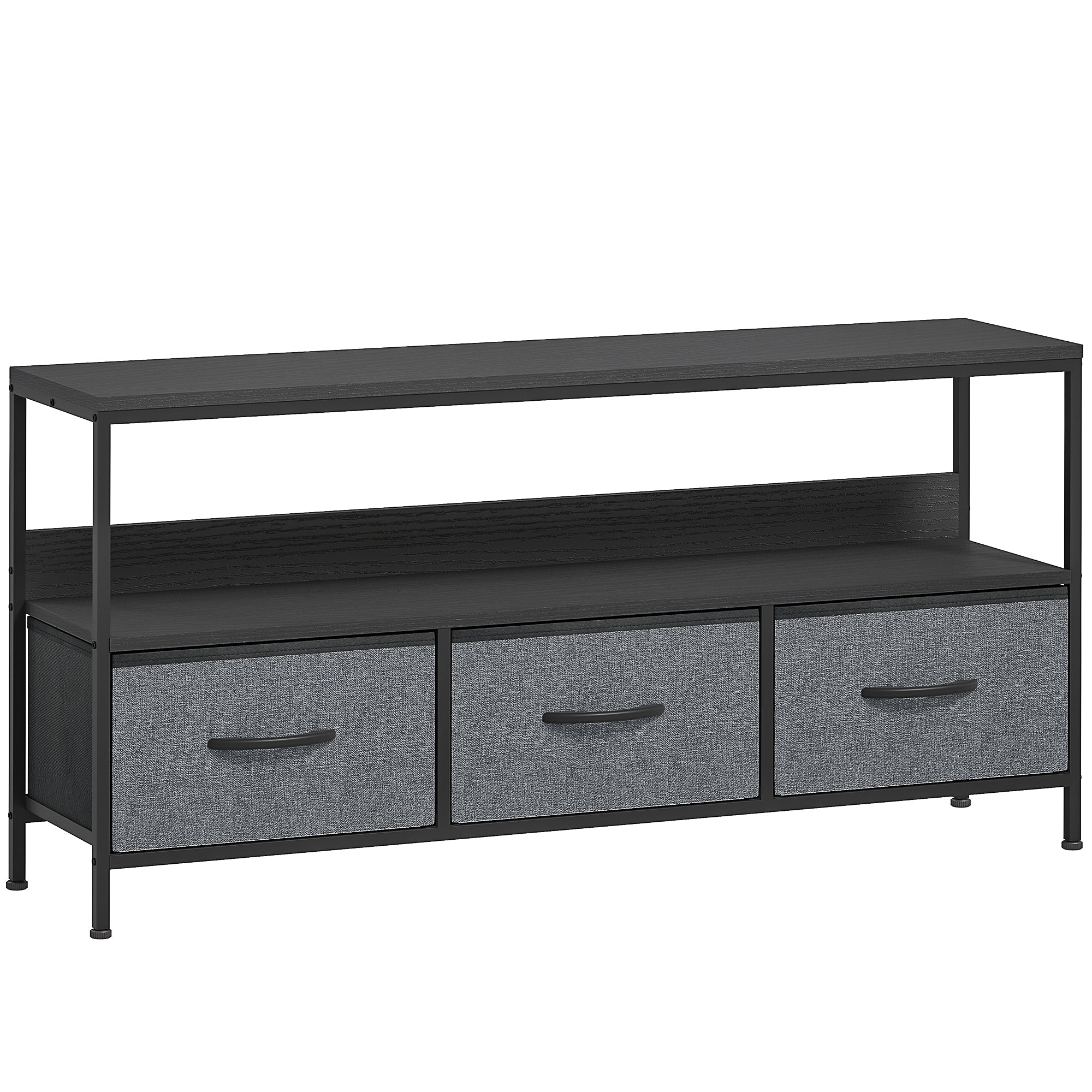 HOMCOM TV Stand Cabinet with 3 Foldable Drawers - Black