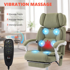 HOMCOM High Back Vibration Massage Office Chair Heated Reclining Computer Chair w/ Adjustable Height, Swivel Wheels, Lime Green