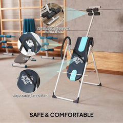 HOMCOM Foldable Gravity Inversion Table Back Therapy Home Fitness Bench Black