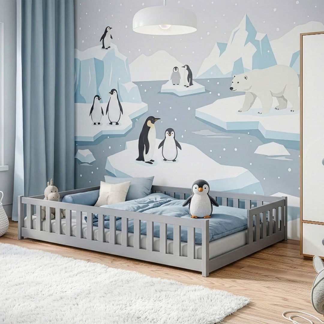Wooden Single Bed Grey image