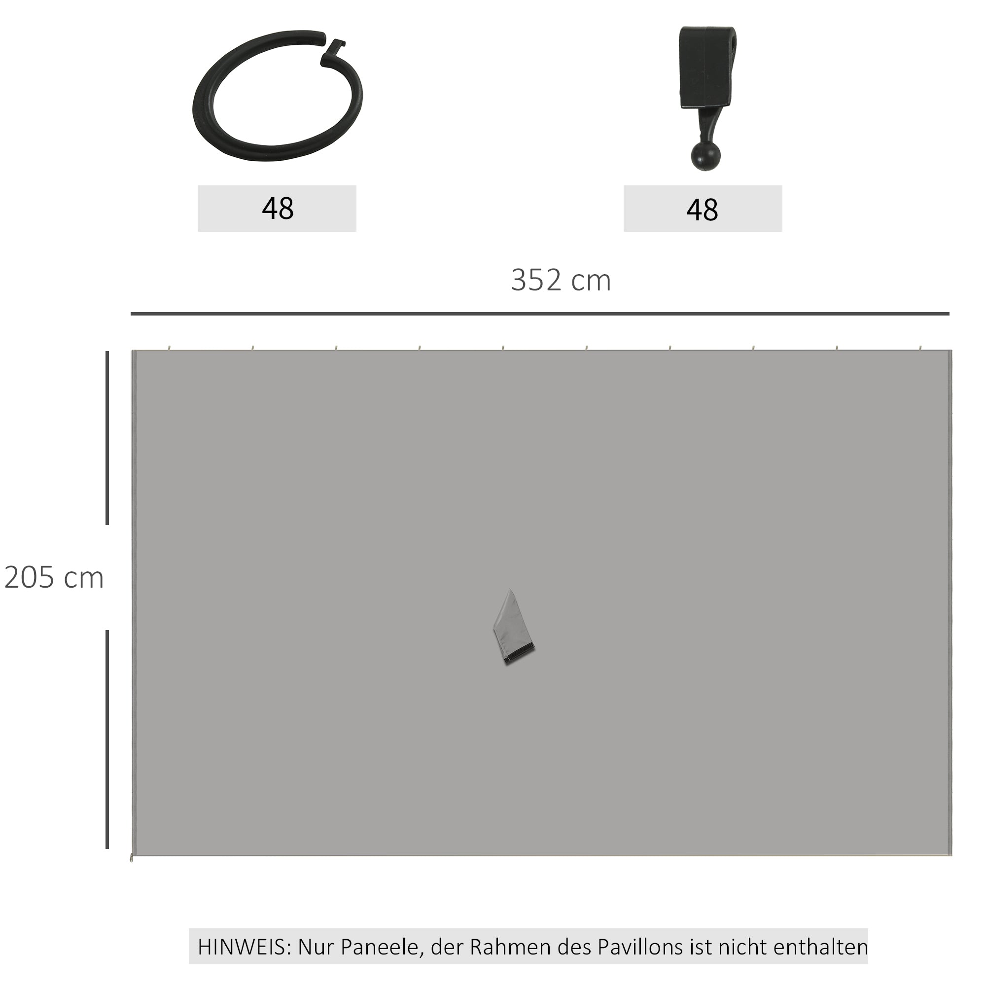 Outsunny 4 Pack Replacement Gazebo Curtains Privacy Panel for Most 3 x 4m Gazebo Canopy Pavillion Outdoor Shelter Sidewalls Accessories Light Grey