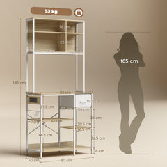 HOMCOM Kitchen Baker's Rack, Microwave Stand with Storage Shelves and 6 Hooks for Small Spaces