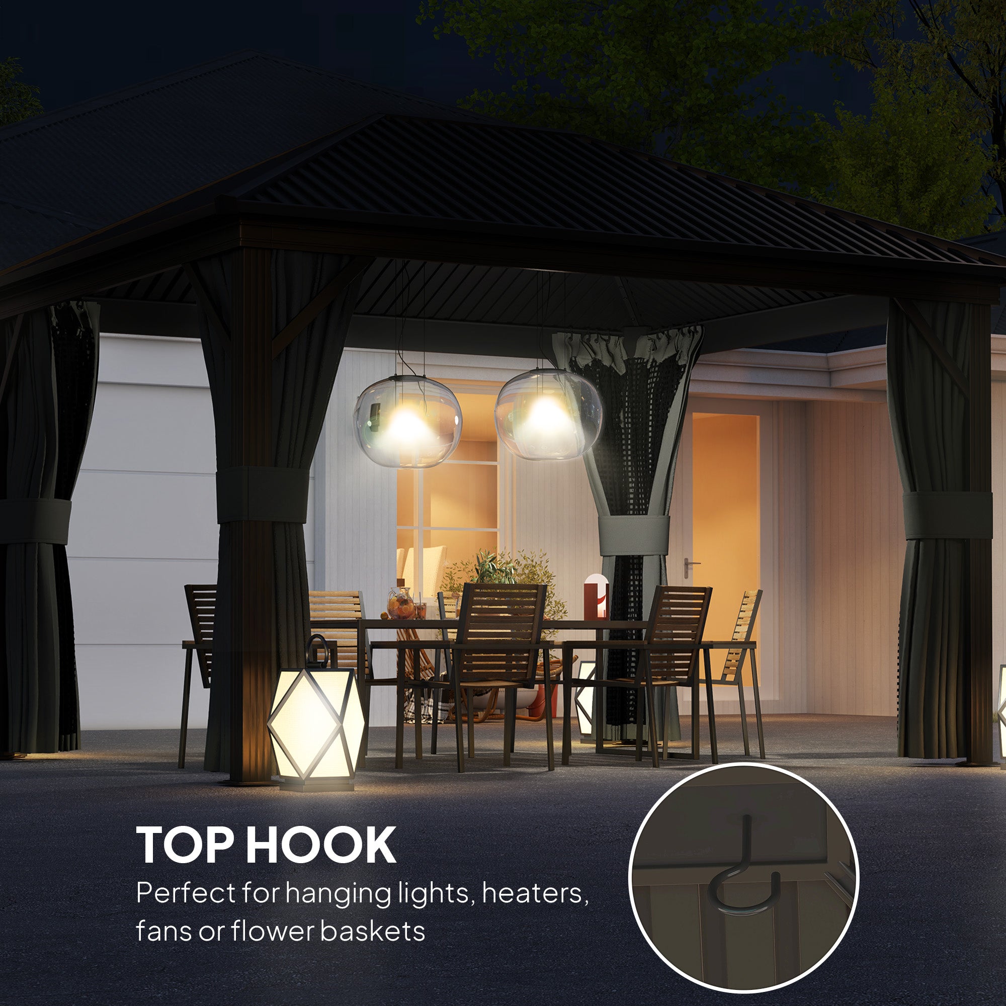 Outsunny 3.6 x 3 m Aluminium Hardtop Gazebo, with Accessories - Dark Grey