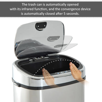 68L Sensor Dustbin Stainless Steel Automatic Kitchen Waste Bin Silver