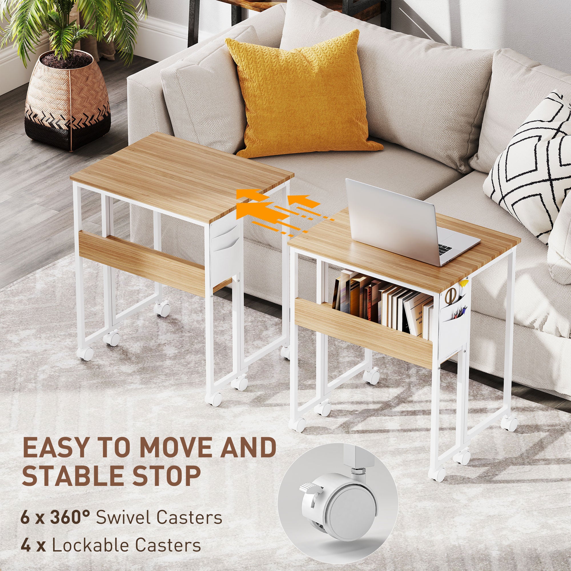 HOMCOM 63 cm Drop Leaf Writing Work Desk - Natural Wood Finish