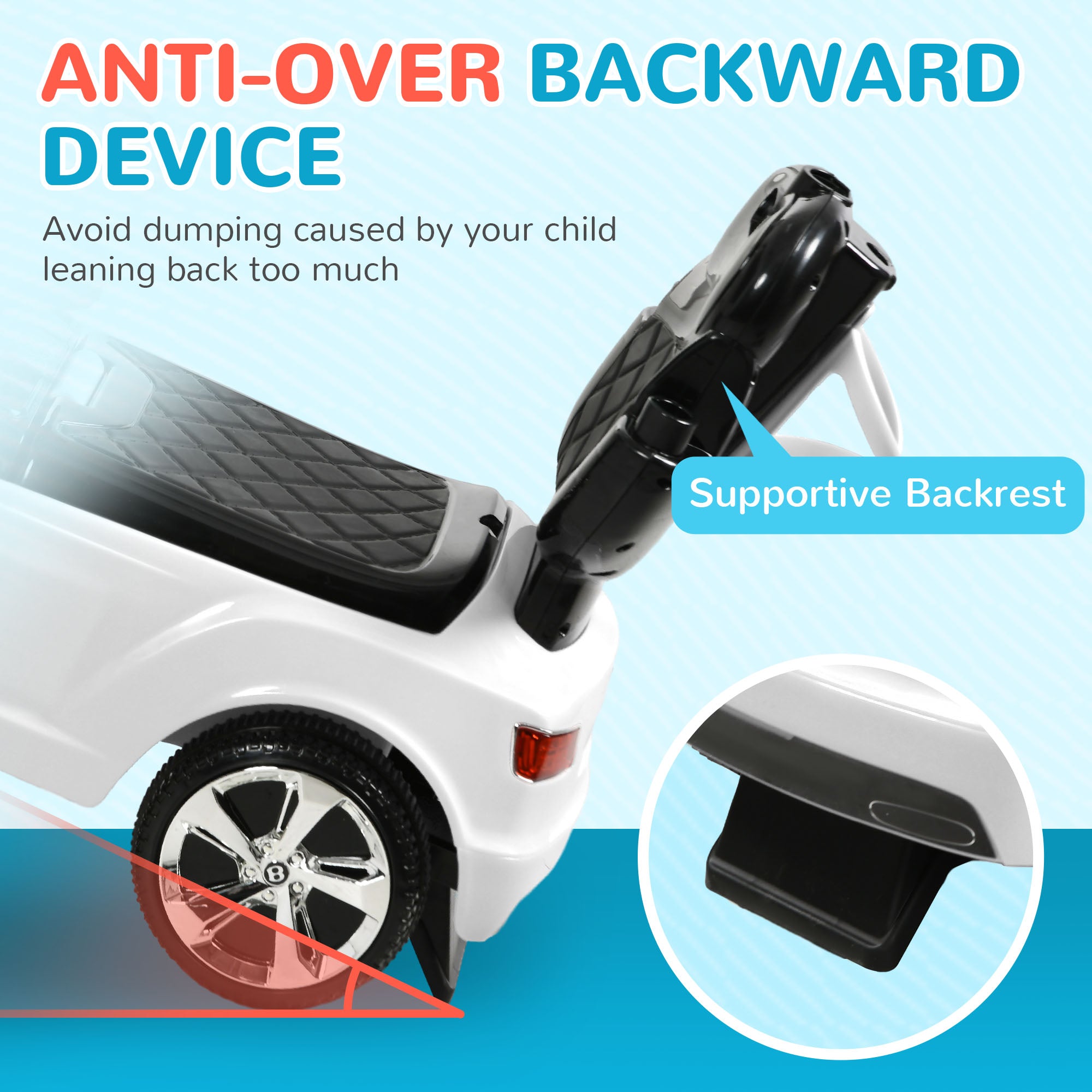 AIYAPLAY Bentley Bentayga Licensed 3-in-1 Baby Push Car, Ride on Car Sliding Car with Canopy, Horn Music - White