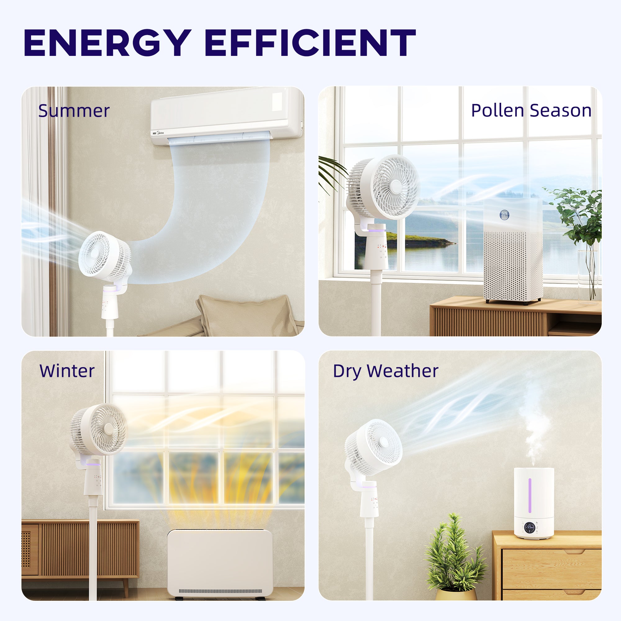 HOMCOM Pedestal Air Circulation Fan with Oscillating, Light Off, White