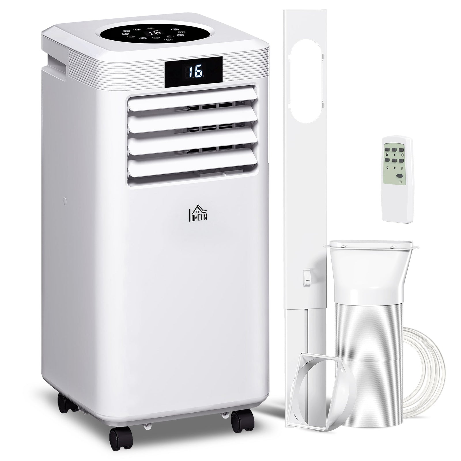 HOMCOM 10000 BTU Air Conditioning Unit, 3-in-1 Portable Air Conditioner, Dehumidifier, Cooling Fan with Remote Control, Digital Display, 2 Speeds, 24H Timer, Window Venting Kit, 22m²