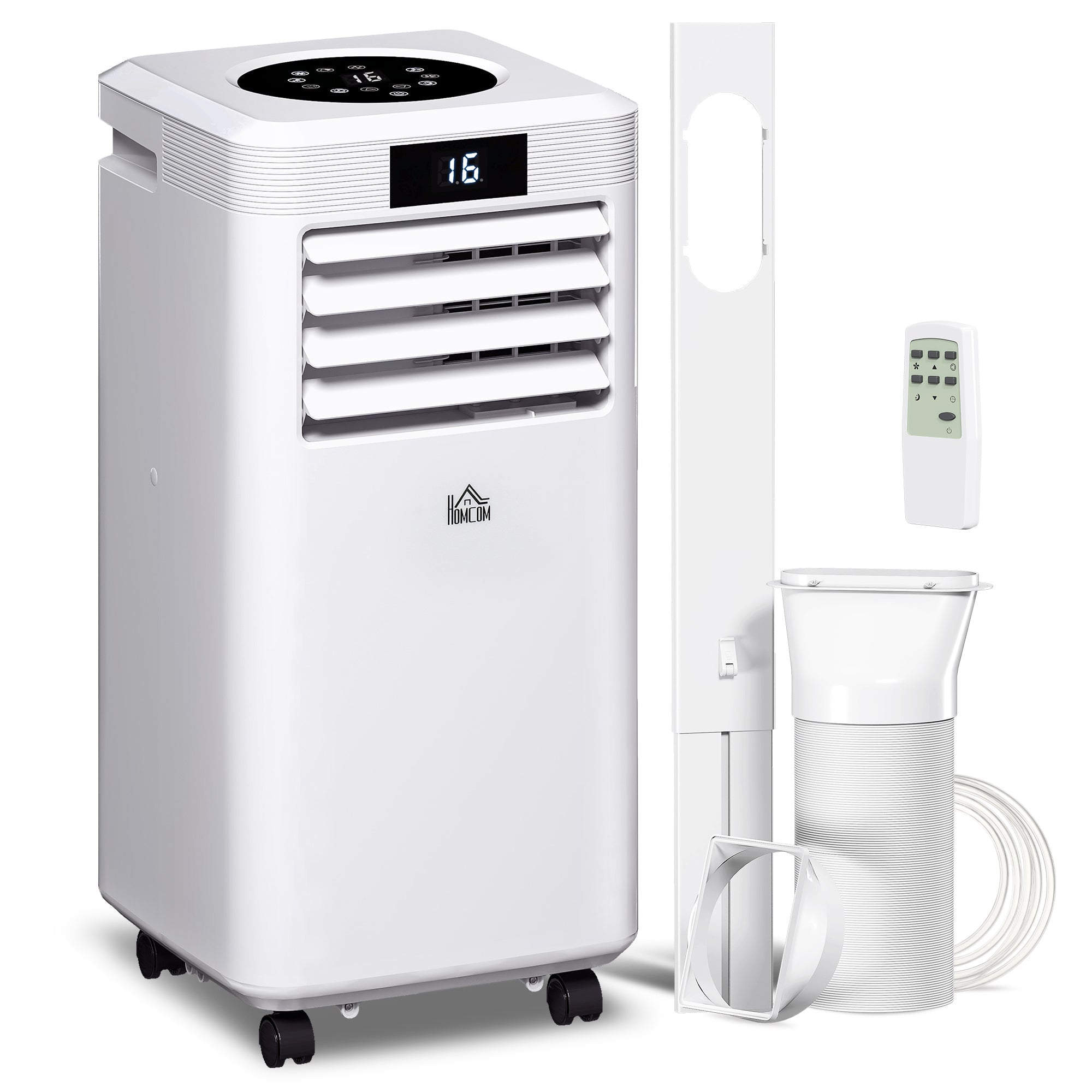 HOMCOM 10000 BTU Air Conditioning Unit, 3-in-1 Portable Air Conditioner, Dehumidifier, Cooling Fan with Remote Control, Digital Display, 2 Speeds, 24H Timer, Window Venting Kit, 22m2