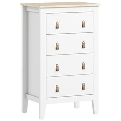 HOMCOM Bedroom Chest of Drawers, Modern 4 Drawer Dresser Cabinet with PU Leather Handles and Metal Runners for Living Room, Hallway, Entryway, White