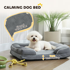 PawHut Dog Sofa Bed, Washable Pet Bed with Removable Cover and Non-Slip Bottom for Cats and Small Dogs, Grey