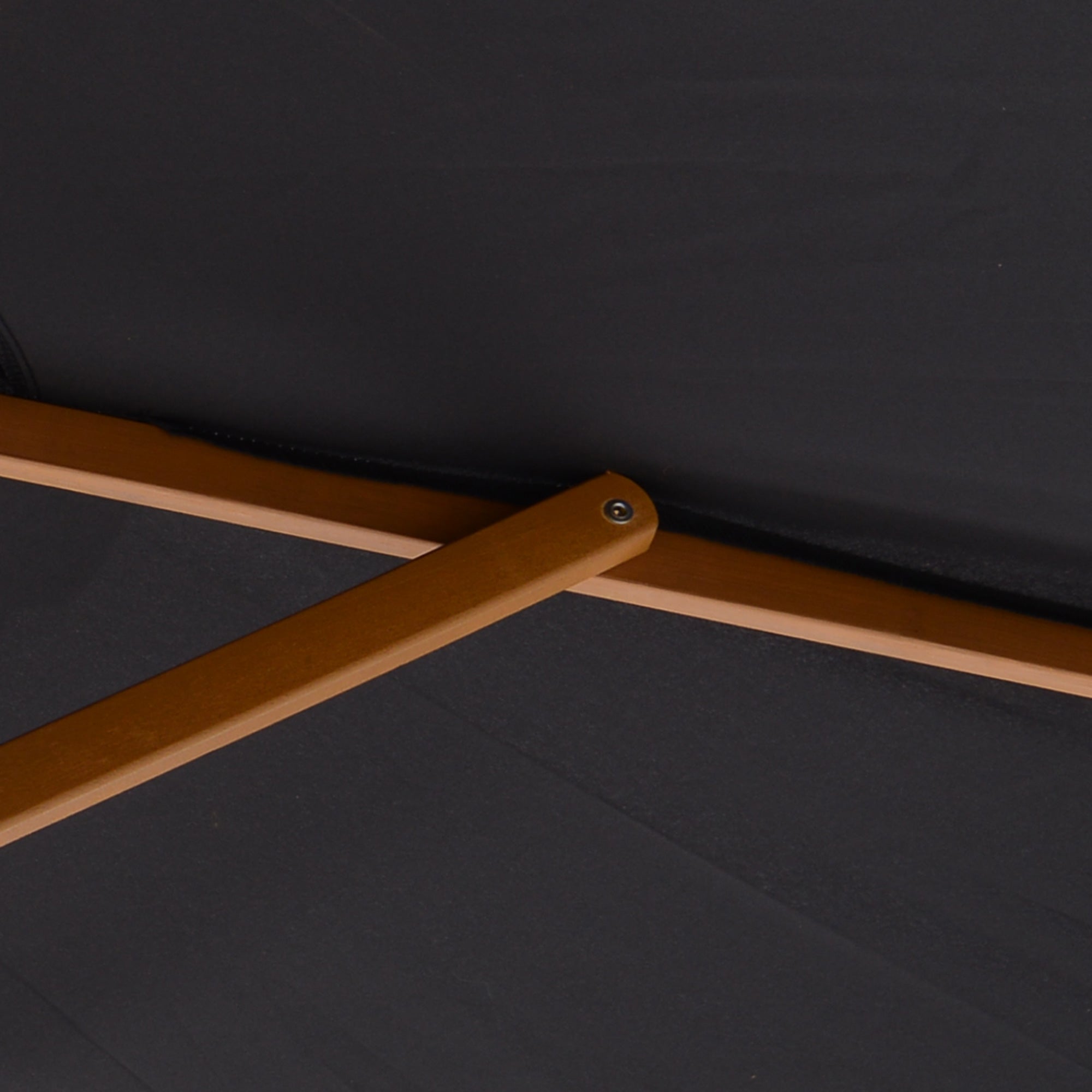 Outsunny 2.5m Wood Garden Parasol Sun Shade Patio Outdoor Wooden Umbrella Canopy Black