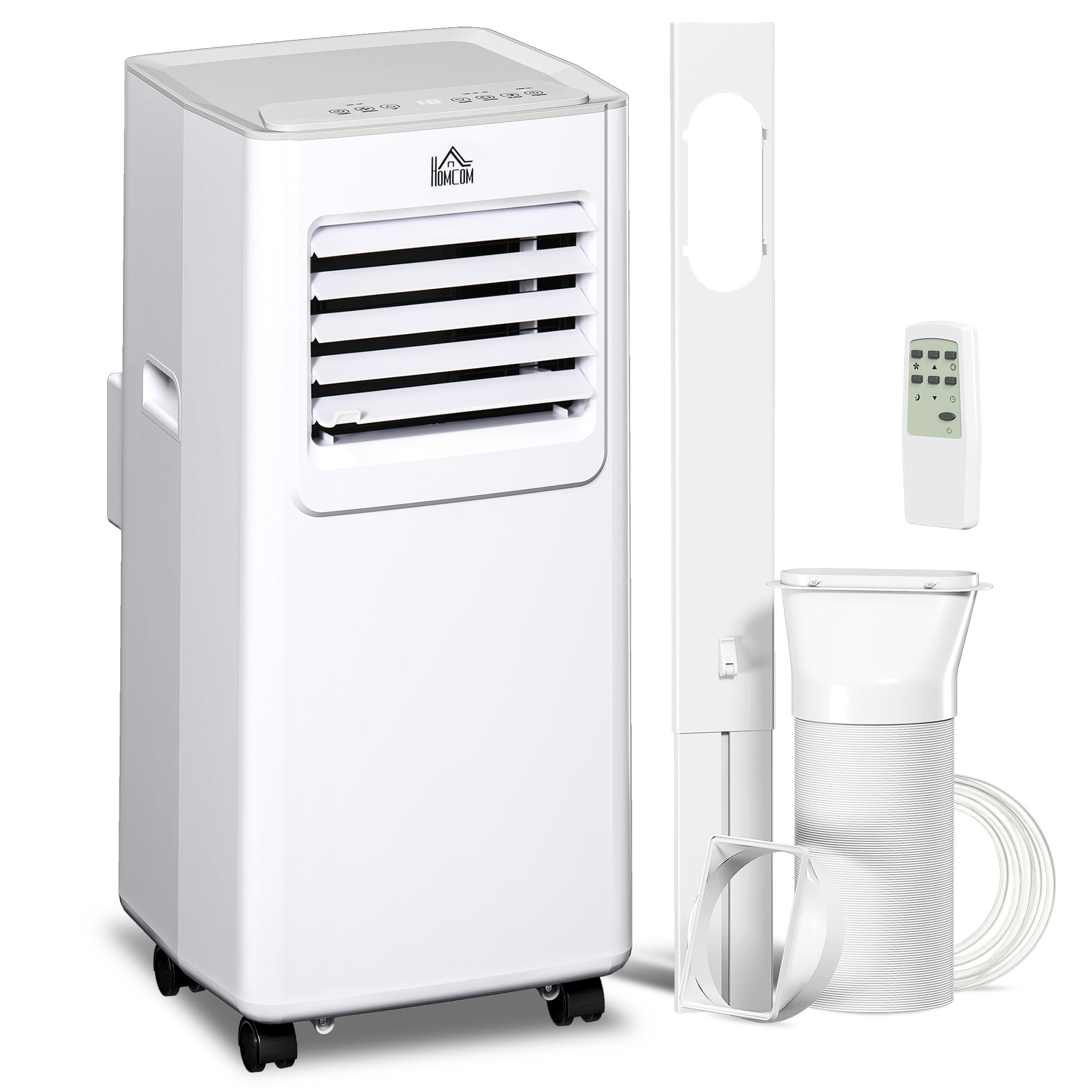 HOMCOM 7000 BTU Air Conditioning Unit, 3-in-1 Portable Air Conditioner, Dehumidifier, Cooling Fan with 2 Speeds, 24H Timer, Remote Control, LED Display, Window Venting Kit, 15m2