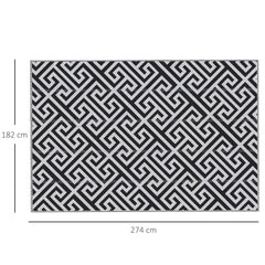 Outsunny 182 x 274 cm(6x9ft) Outdoor Rug Reversible Mat Plastic Straw Rug Portable RV Camping Mat for Garden Deck Picnic Indoor, Black & White