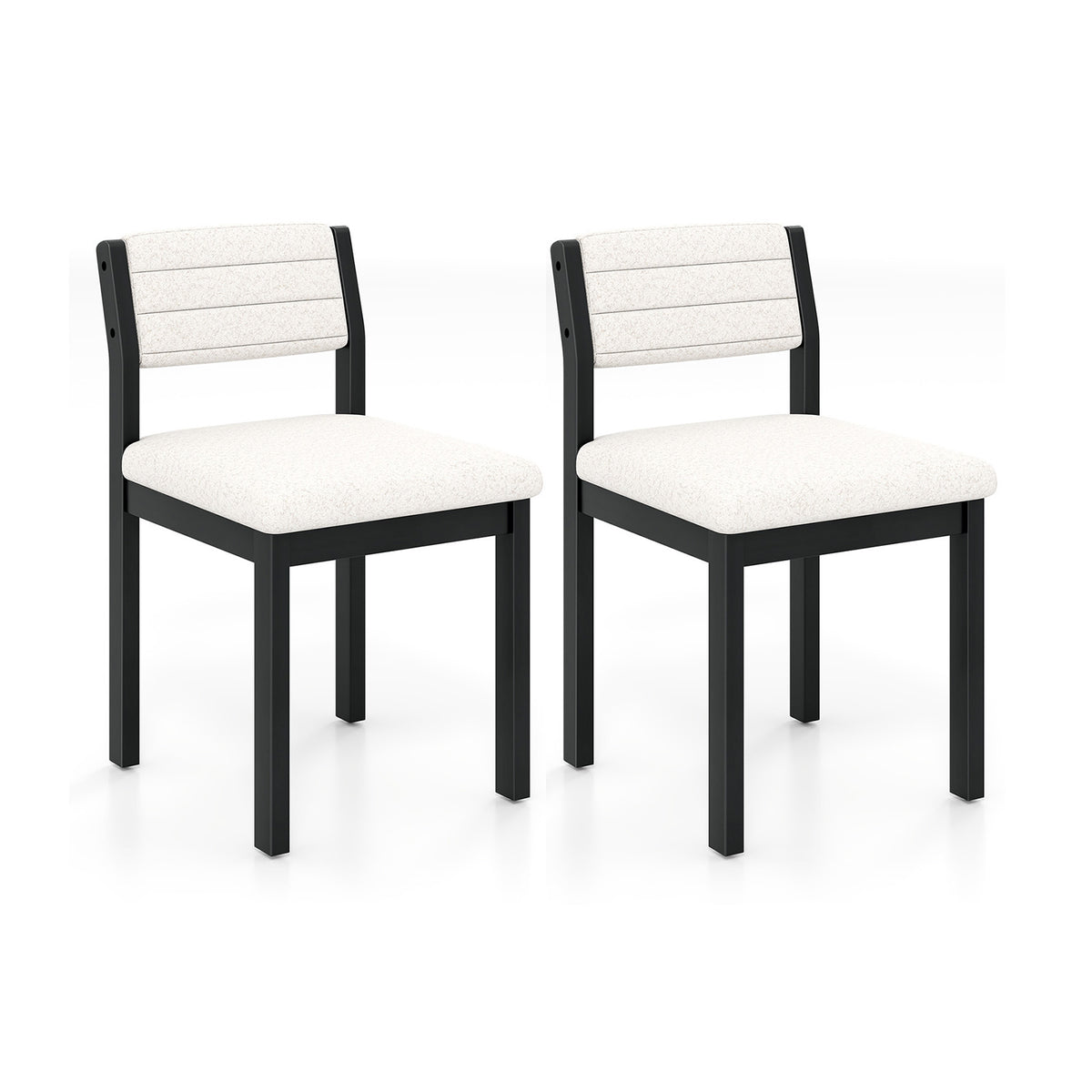 Imitation Lamb Fleece Home Chair with Upholstered Seat and Rubber Wood Legs-White