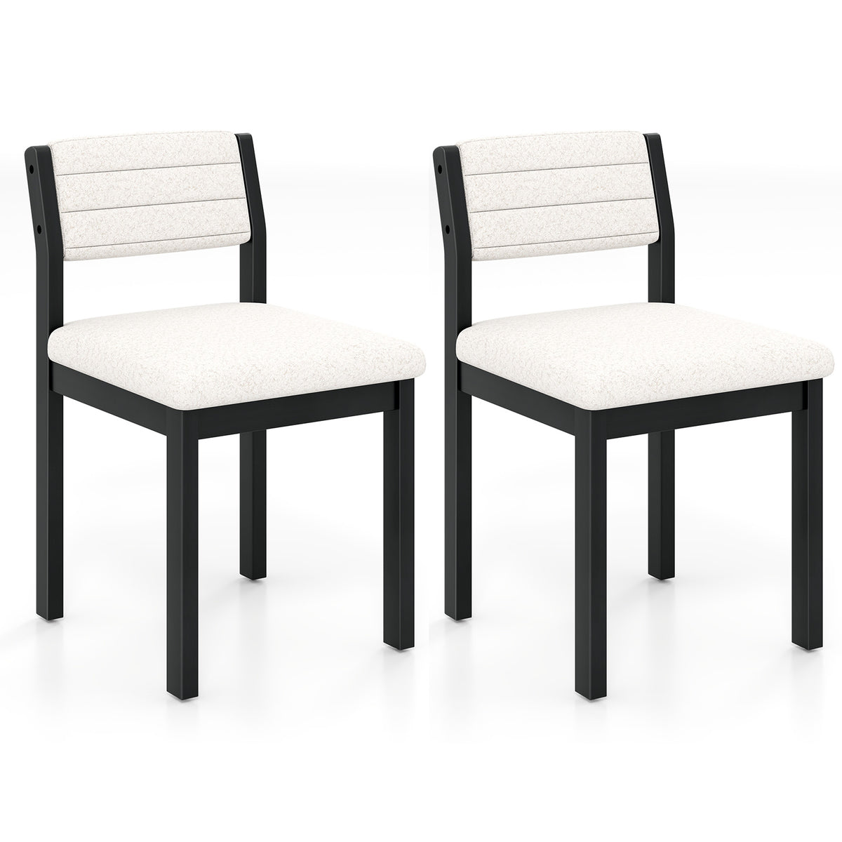 Imitation Lamb Fleece Home Chair with Upholstered Seat and Rubber Wood Legs-White