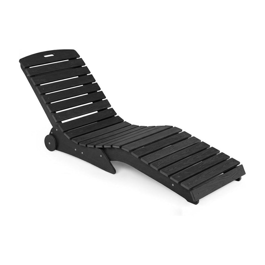 In-Pool Lounge Chair Ergonomic S-Curve HDPE Pool Chaise Lounger with Wheels-Black