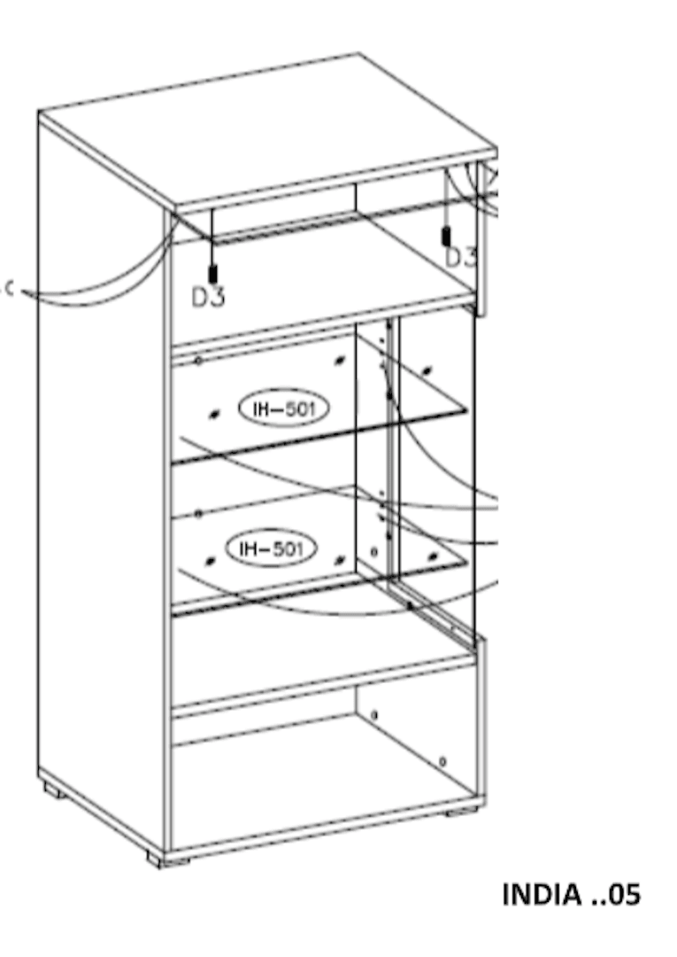 India 05 Tall Display Cabinet 45cm