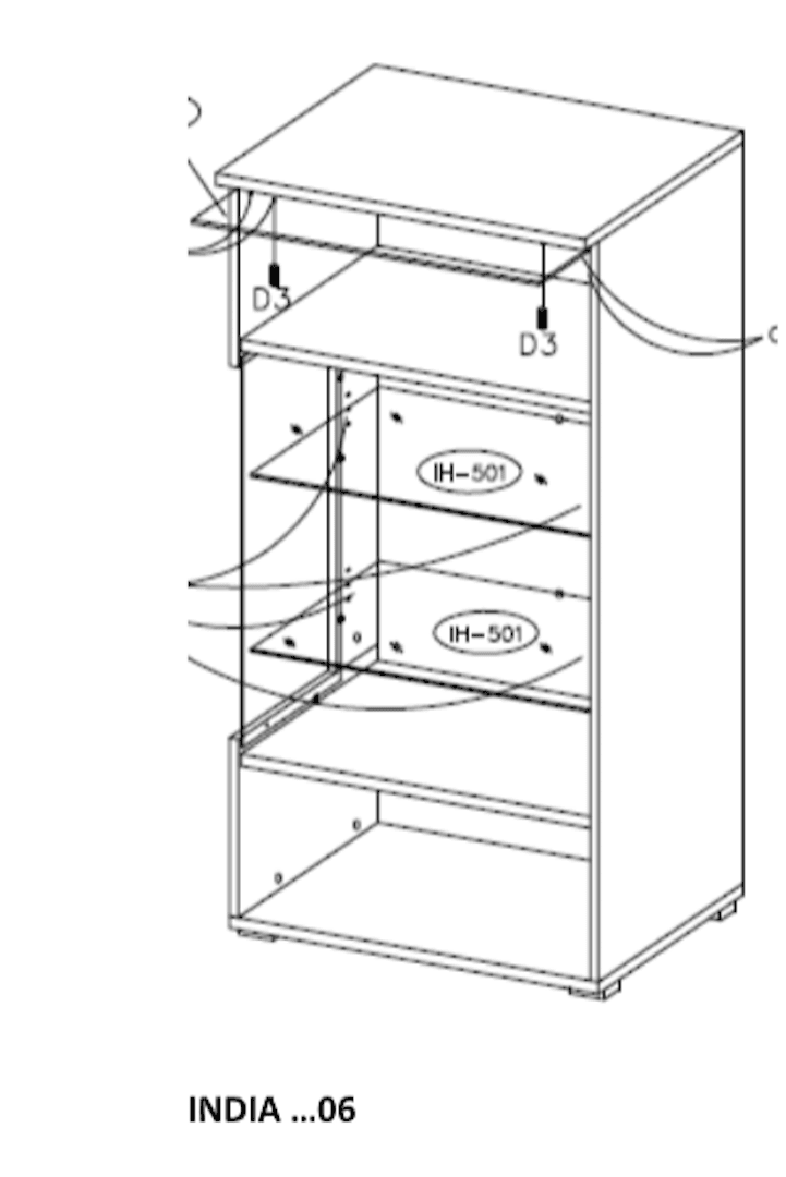 India 06 Tall Display Cabinet 45cm