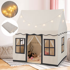 Indoor Kids Play Tent with Star Lights for Children Boys Girls Gift-Beige