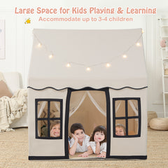 Indoor Kids Play Tent with Star Lights for Children Boys Girls Gift-Beige