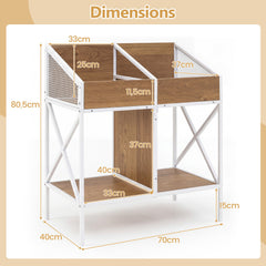 Industrial Magazine Books Record Holder with Metal Frame and Anti-tip Kits Holds up to 250 Albums-Natural