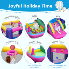 Inflatable Bounce Castle with Slide and Stakes