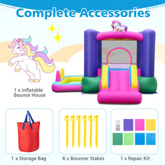 Inflatable Bounce Castle with Slide and Stakes