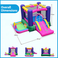 Inflatable Bounce Castle with Slide and Stakes