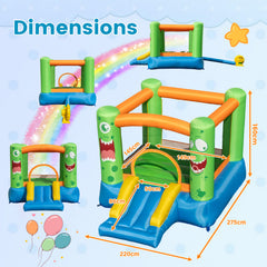 Inflatable Bounce House 2-in-1 Monster Themed Kids Bouncer with Slide (without Blower)