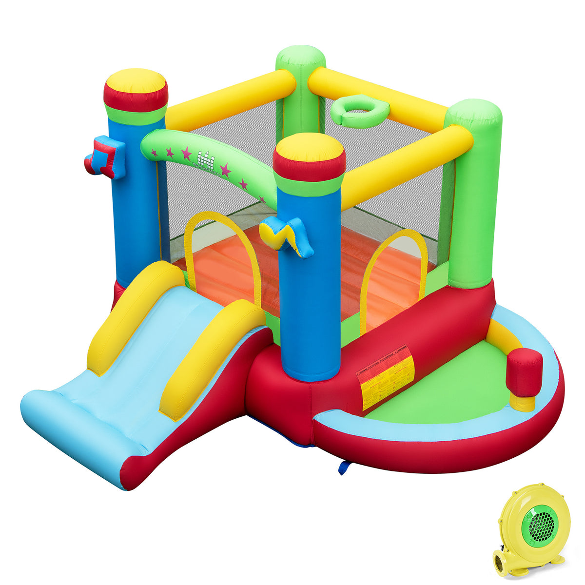 Inflatable Bounce House with Slide and Jumping Area with 450W Blower