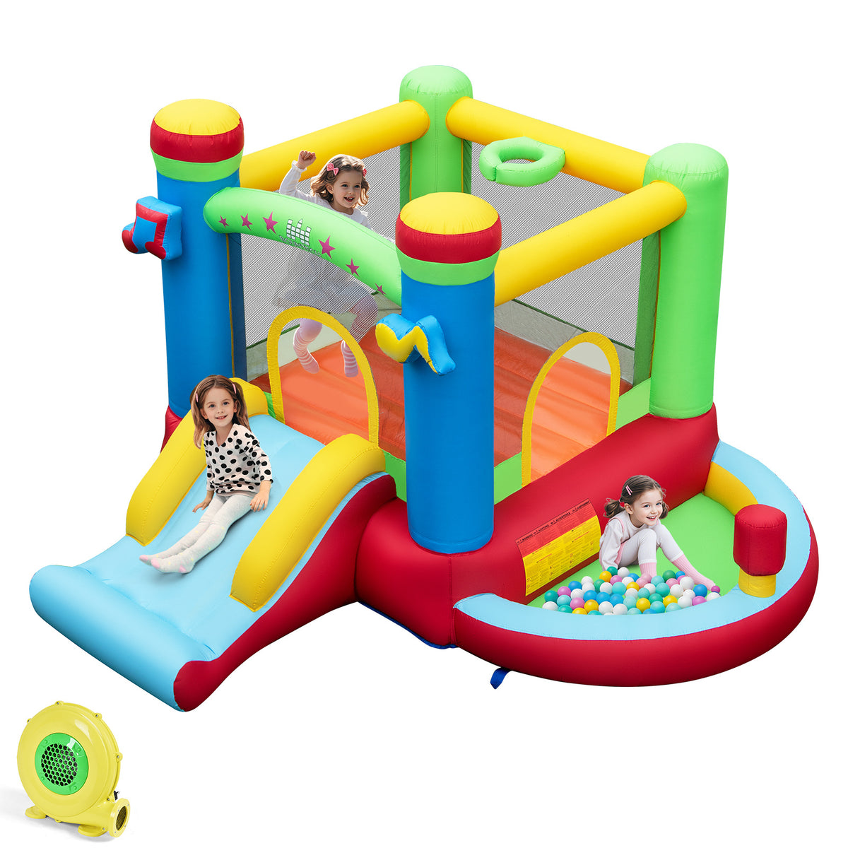 Inflatable Bounce House with Slide and Jumping Area with 450W Blower