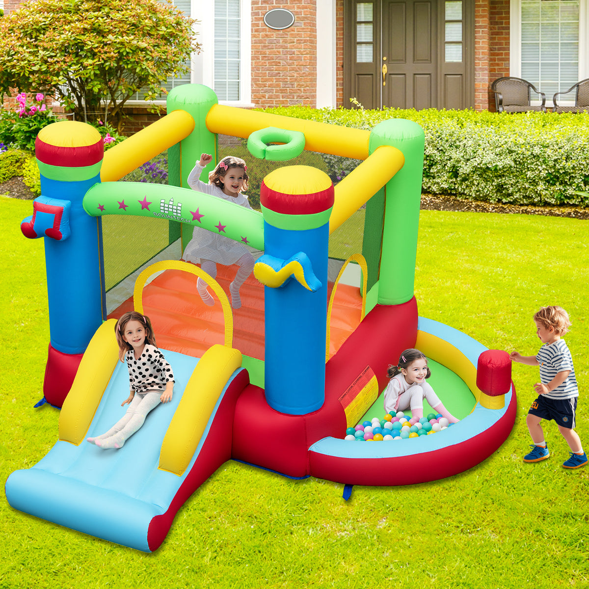 Inflatable Bounce House with Slide and Jumping Area with 450W Blower