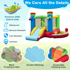 Inflatable Bounce House with Slide and Jumping Area with 450W Blower