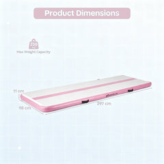 Inflatable Gymnastic Mat Portable Tumbling Mat with Electric Air Pump-Pink