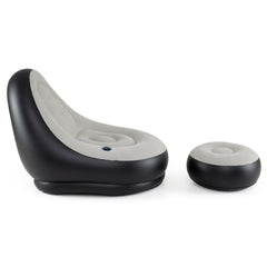 Inflatable Lounge Sofa with Ottoman and Flocked Surface-Grey