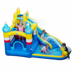 Inflatable Water Slide Kids Water Park with Splash Pool Water Cannon (Without Blower)