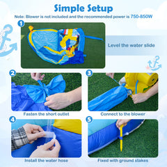 Inflatable Water Slide Kids Water Park with Splash Pool Water Cannon (Without Blower)