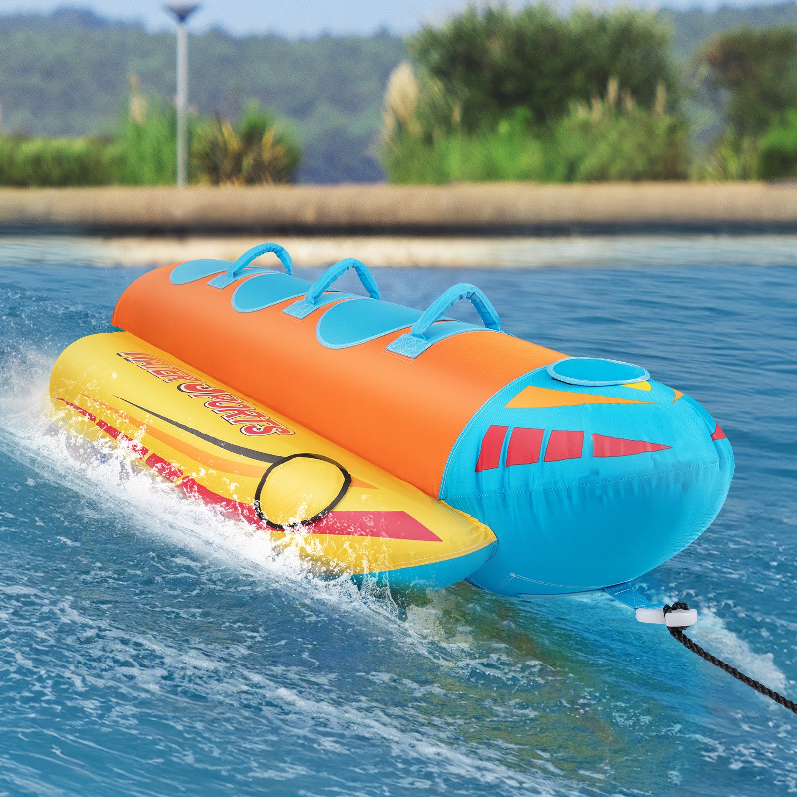 1-3 Riders Inflatable Banana Boat Towable Tube for Boating with Full Nylon Cover