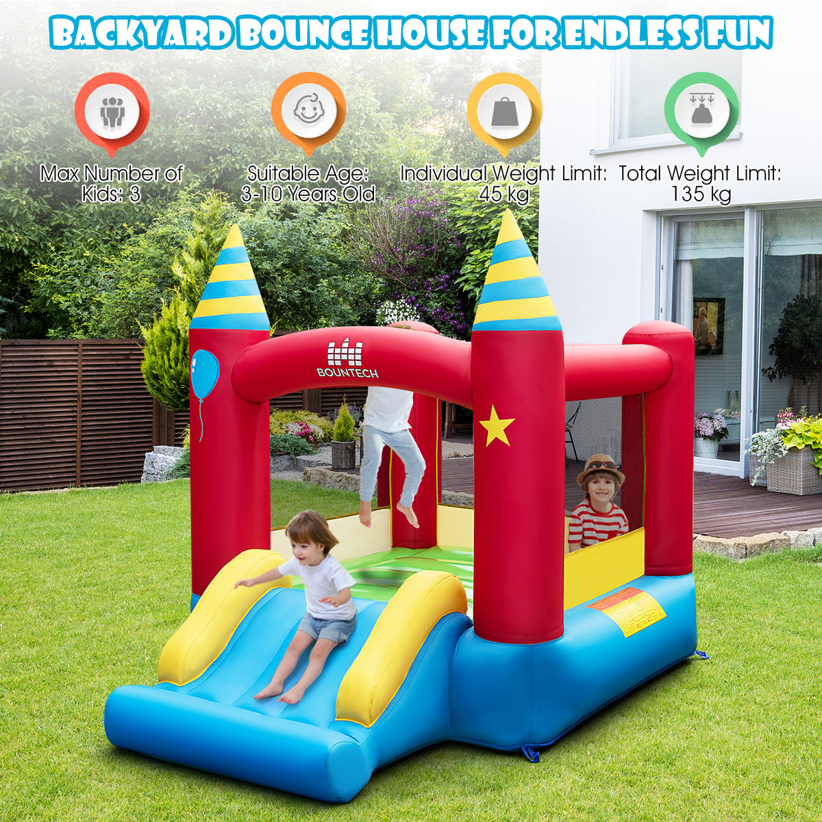 Inflatable Bounce Castle with Stakes without Blower