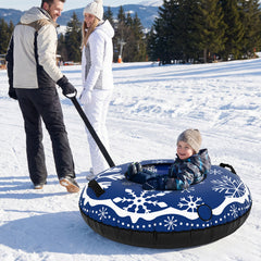 Inflatable Snow Tube Heavy-duty Snow Sledding Tube with Detachable Tow Strap-Blue