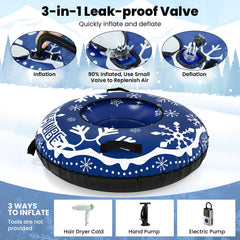 Inflatable Snow Tube Heavy-duty Snow Sledding Tube with Detachable Tow Strap-Blue