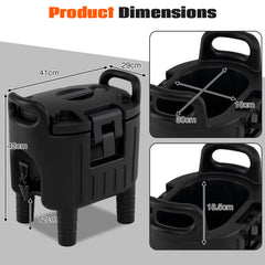 Insulated Beverage Dispenser with Handles and Two-Stage Faucet-Black