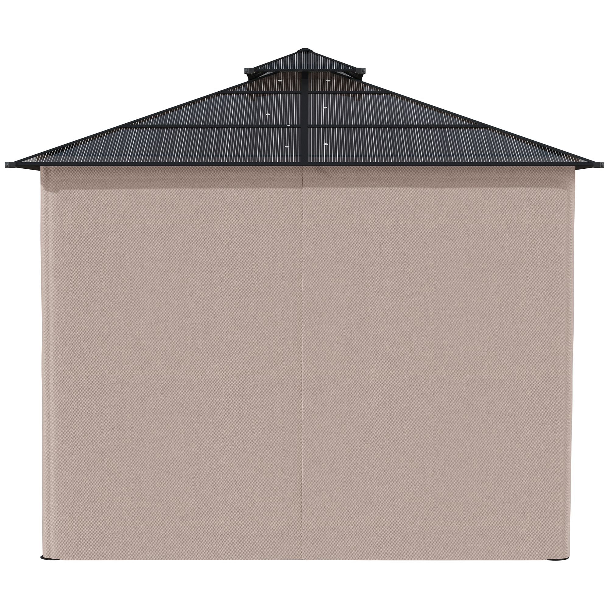 Outsunny 3 x 3 (m) Outdoor Polycarbonate Gazebo, Double√Ç Roof Hard Top Gazebo with√Ç Galvanised Steel Frame, Nettings√Ç &√Ç Curtains for Garden, Lawn, Patio and Deck, Khaki