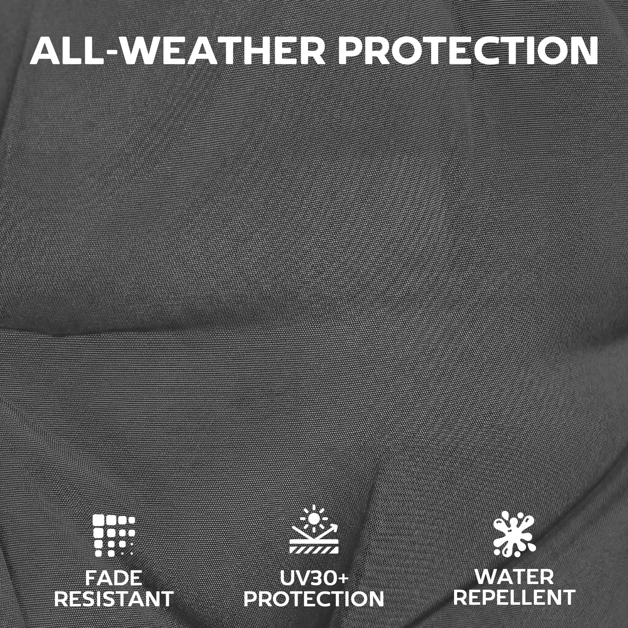 Outsunny Patio Chair Cushions Set of 4, Waterproof Non-Slip Lounge Chair Cushions, 112x53cm, Dark Grey