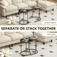 HOMCOM Set of Two Industrial Nesting Tables - Grey