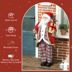 HOMCOM 120cm Animated Santa Claus Figure, with Sound - Red